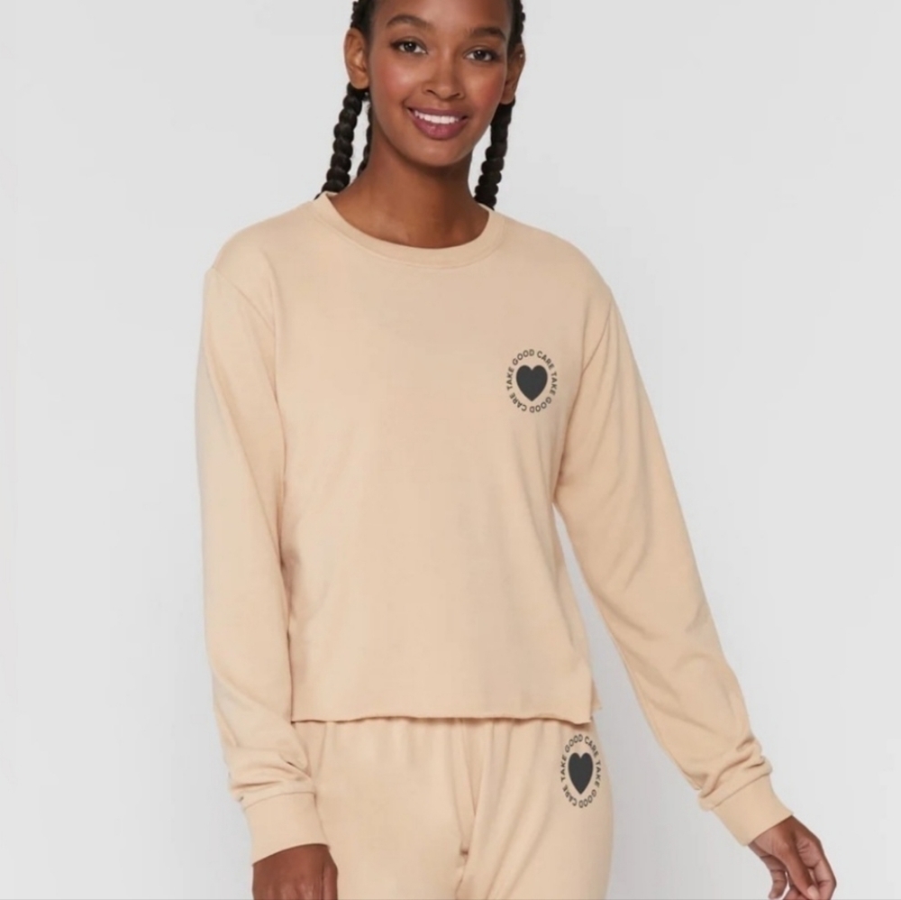 Spiritual Gangster Take Good Care Vintage Terry Crop Sweatshirt- NWT Med…